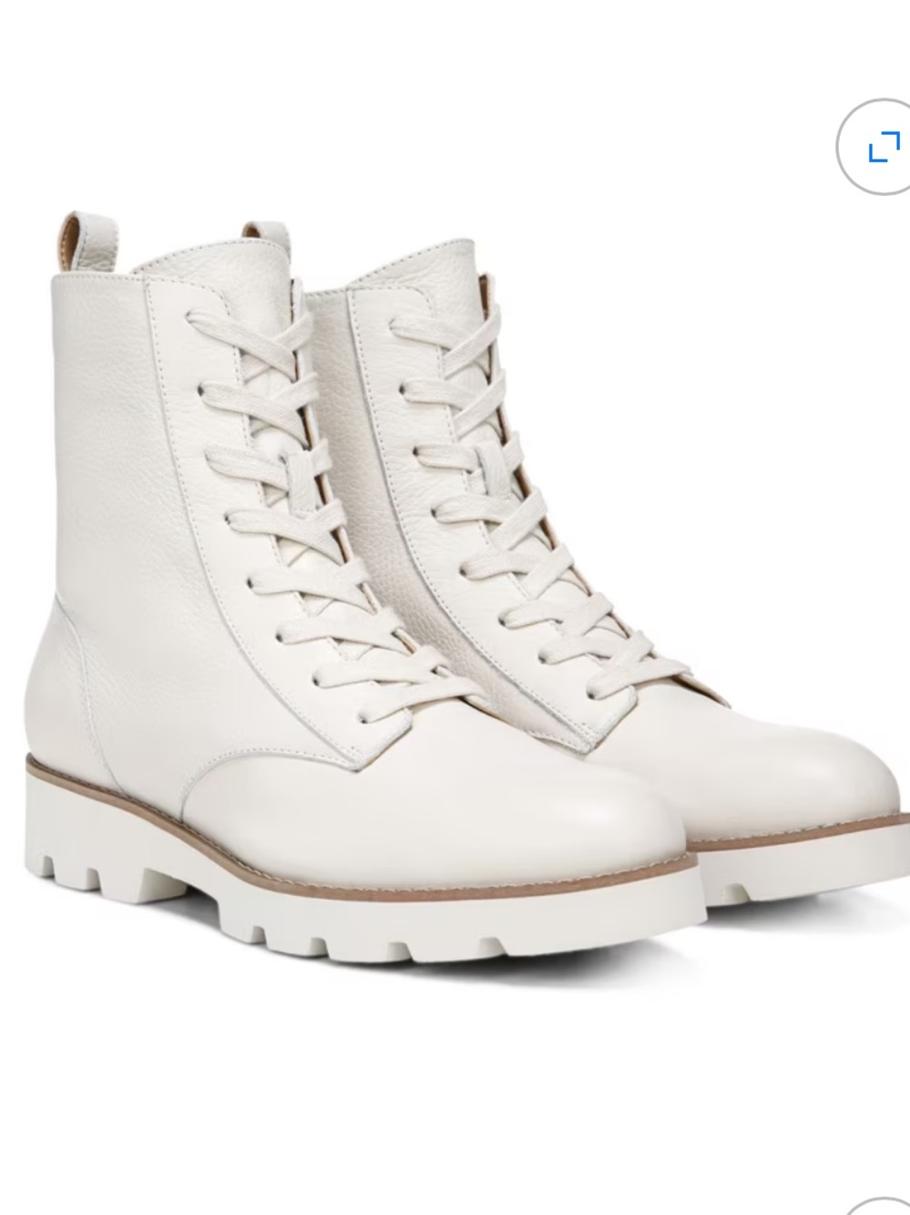 Vionic Lani Combat Boots, size 11, cream tumbled leather, waterproof